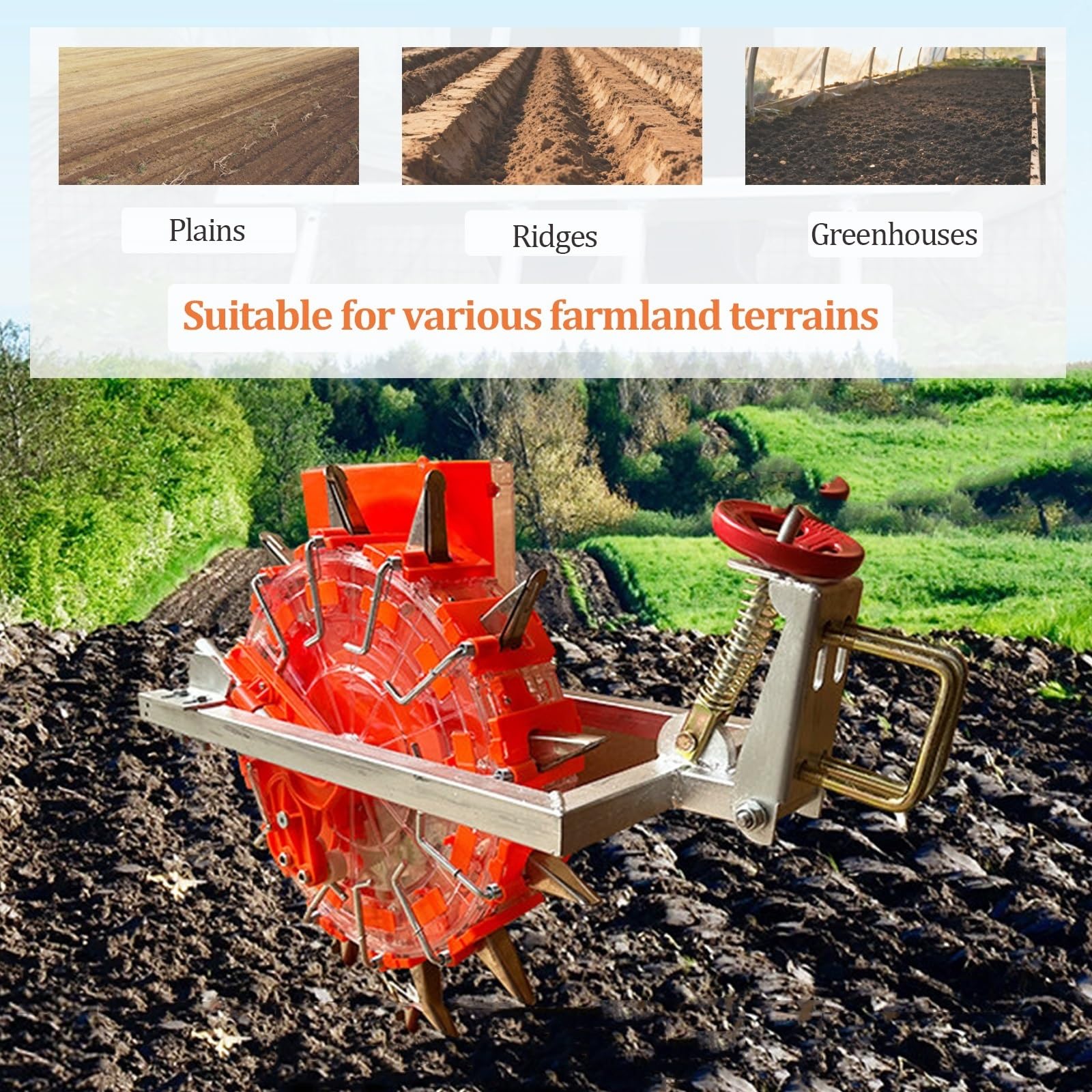 Seminatrice trainata da Trattore, seminatrice multifilare per Attacco agricolo, seminatrice a 12 ugelli con profondità e spaziatura Regolabili, seminatrice per Mais e Fagioli