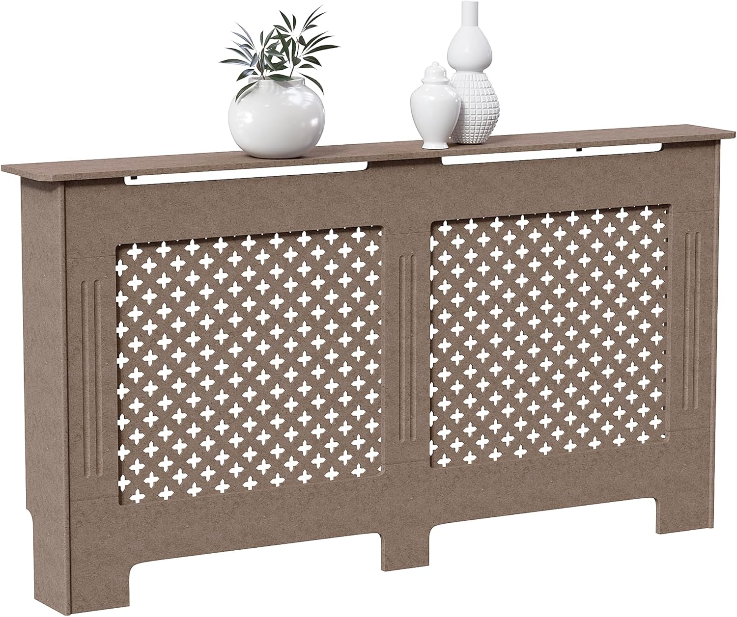 Vida Designs Oxford Radiator Cover with decorative items on top