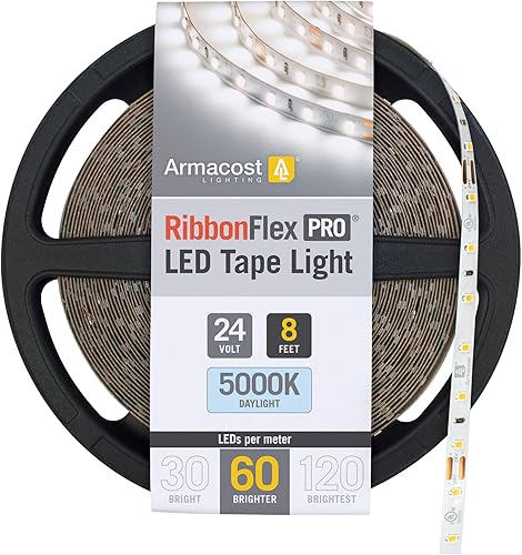 Vista 53 de Armacost Lighting RibbonFlex Pro 166230 - Tira de luz LED blanca de 24 V, 120 LED/m, 5000K, 16 pies (16.4 ft) 5000K,2700K blanco cálido,Blanco
