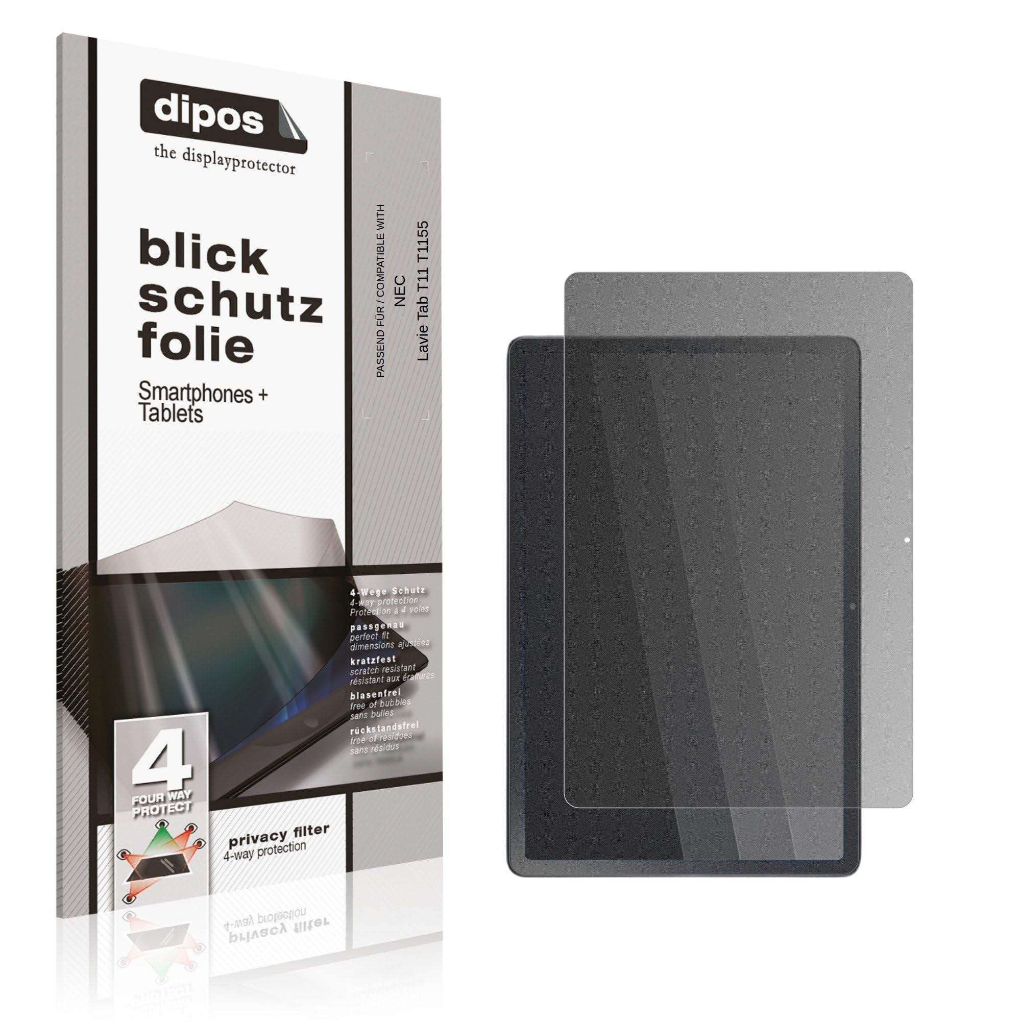 dipos Protector de Pantalla Antiespía para NEC Lavie Tab T11 T1155