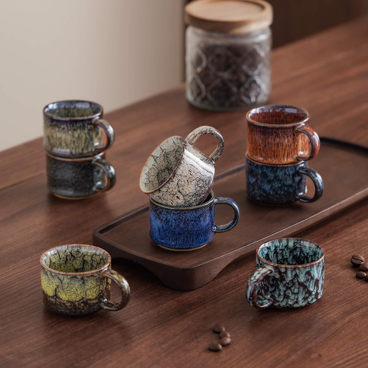 Espresso Cups Set of 2, Espresso Shot Cups, 2 ounce Ceramic Expresso Cups, 2oz Tea Cups, Demitasse Cups Set of 2 (Fluid (4-pack))