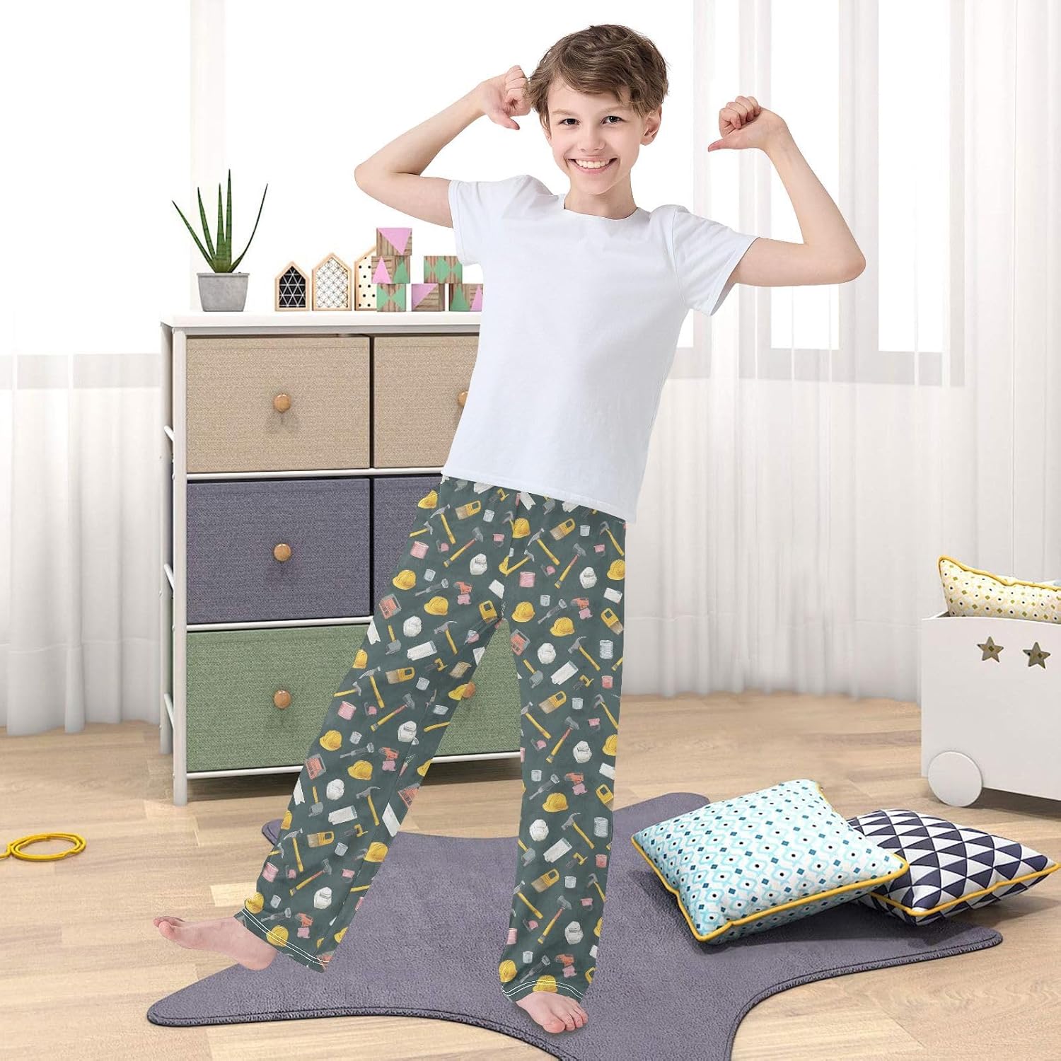 Tools Construction Equipment Lounge Pajama Pants Soft PJ Bottoms for Sleepwear Ages 6-14 Years - Image 5