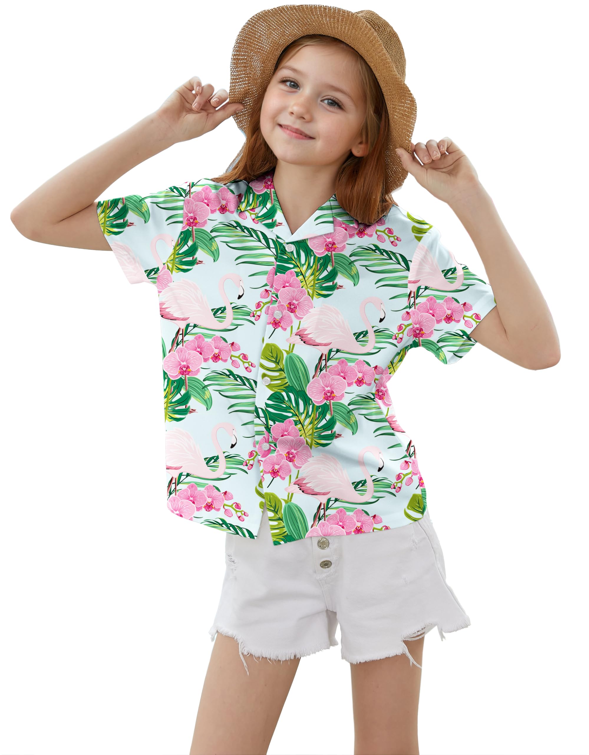 Cromoncent Mommy and Me Matching Hawaiian Outfits Girls &amp; Womens Hawaiian Shirts Tropical Button Down Shirts
