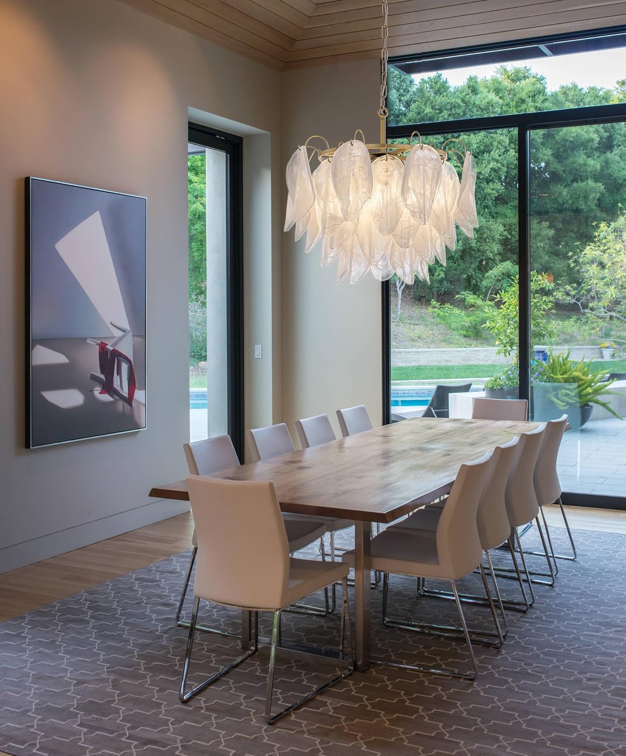 TOCHIC Gold Chandelier for Dining Room, 3-Tier Modern Cloud Glass Chandelier Luxury Round Hanging Ceiling Light Fixture for Living Room Bedroom Kitchen Hallway Entryway Kid Room, 22.83" D