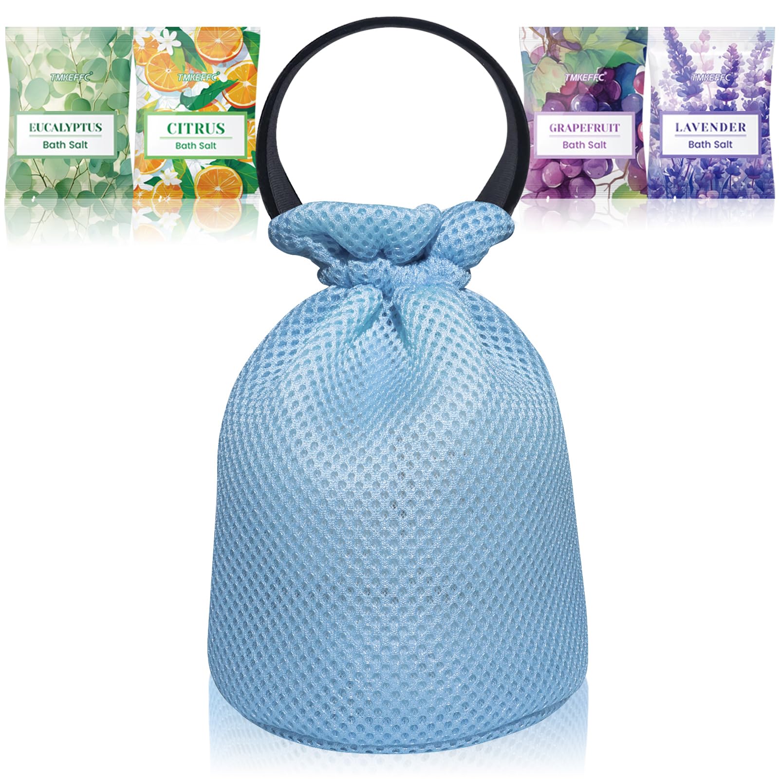 TMKEFFCBath Filter for Tub,Bathtub Water Filter,Attached with Four Flavors Bath Salt,Adds Nourishing Minerals for Hair & Skin,Chlorine Copper Bath Filter,Sensitive Skin Bathtub Filter for Tub Faucet