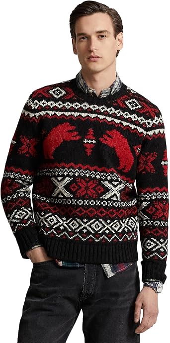 Polo Ralph Lauren Mens Polar Bear Fair Isle Wool Sweater