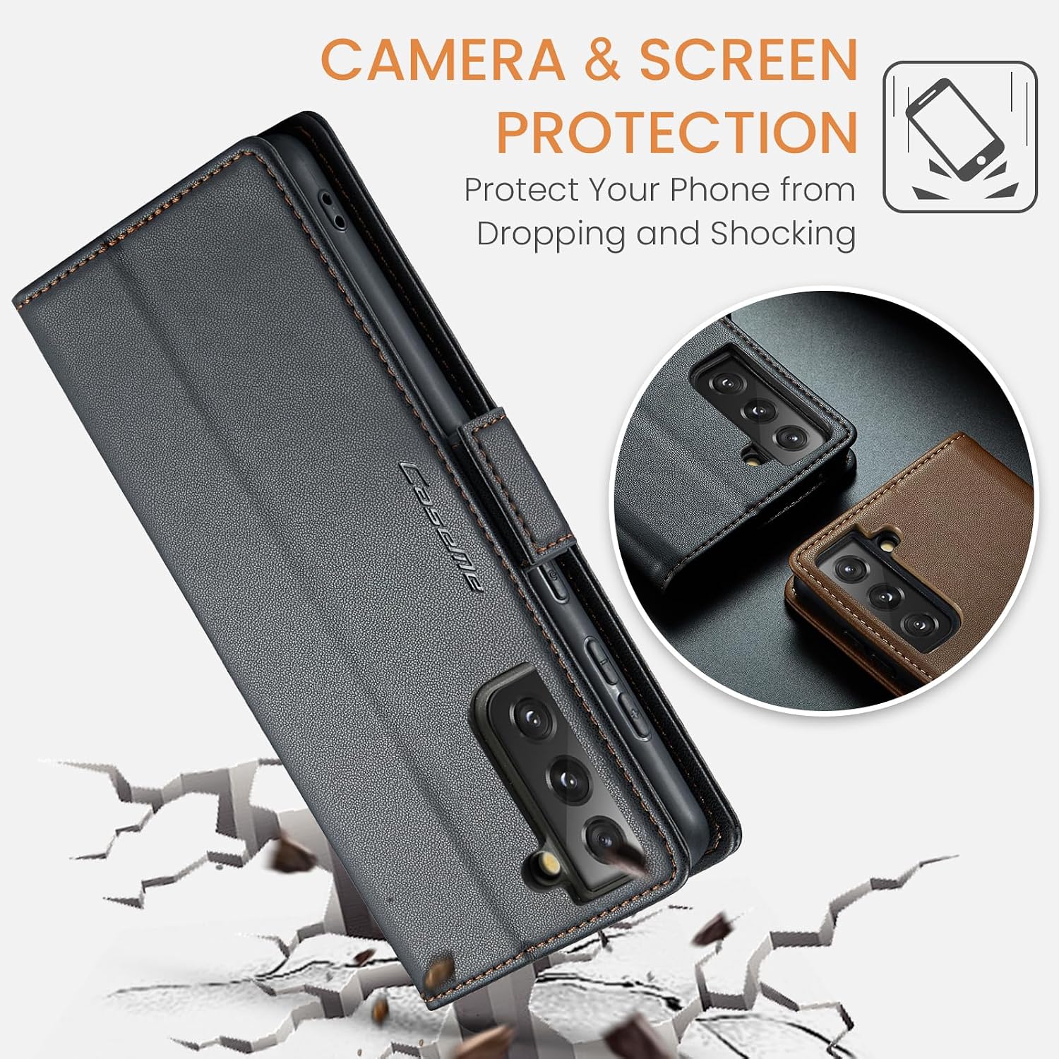 Wallet Case for Samsung Galaxy S21 FE, with RFID Blocking, Card Holder, Stand Phone Case, PU Leather Flip Folio Case Compatible with Samsung Galaxy S21 FE Black