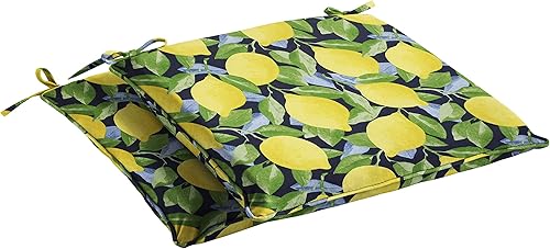 Sorra Home Juego de almohadillas para sillas con cable para interiorexterior, 2 unidades (paquete de 1), limones amarillos