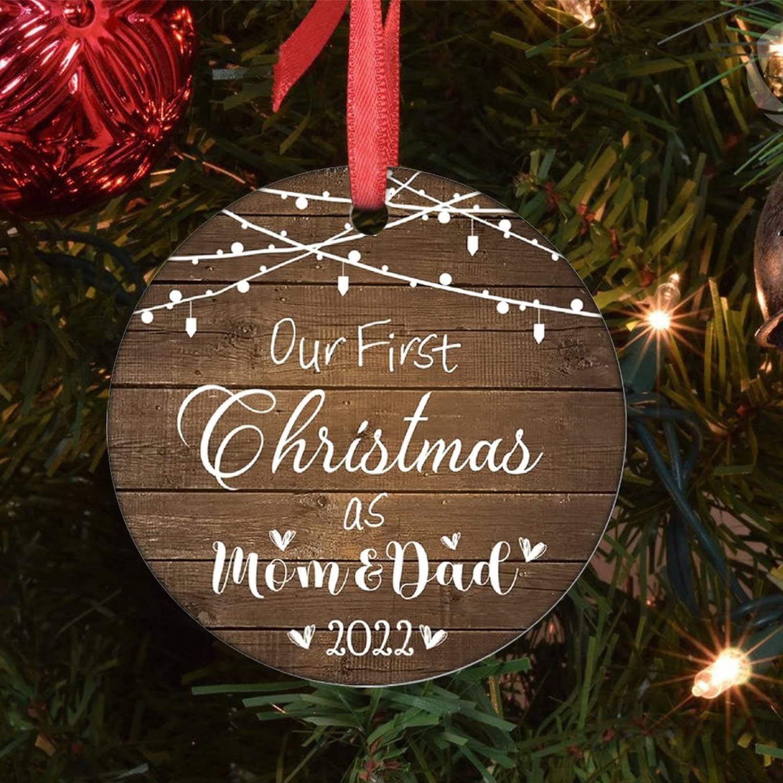 Adorno De Reno De Primera Navidad Como Abuelos, Adorno De Cerámica