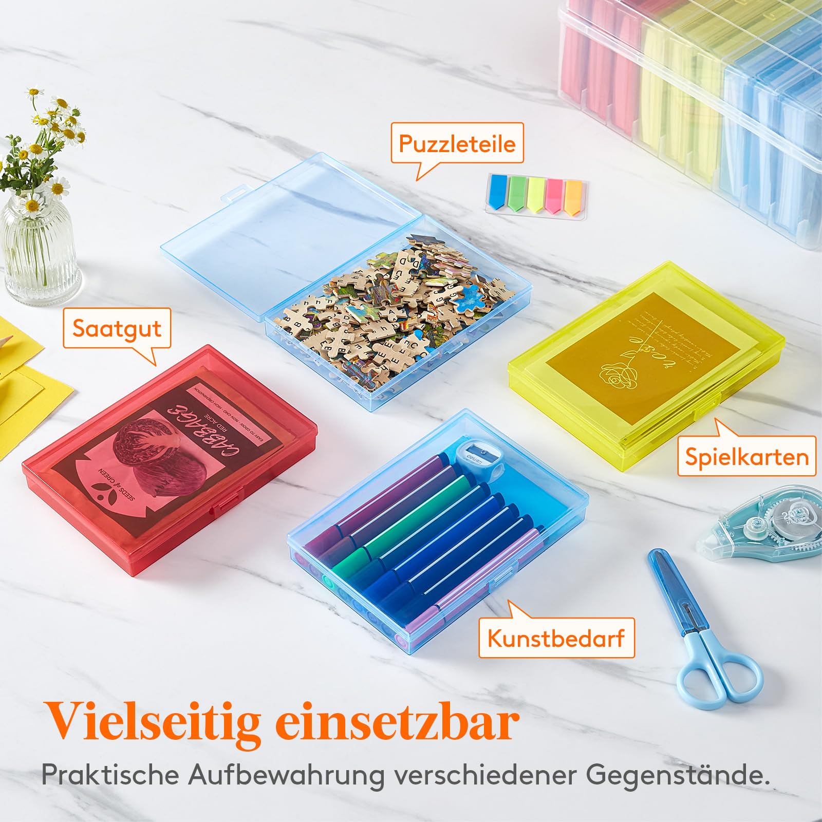 Lifewit Aufbewahrungsbox, 4x6 10x15cm 4R, Foto-Organizer, 18 innere Bildbehälter, mehrfarbige Boxen, Samenaufbewahrung, Basteln, f. Karten, Bilder, Briefmarken, Bürobedarf, m. 1 Blatt Etikettensticker