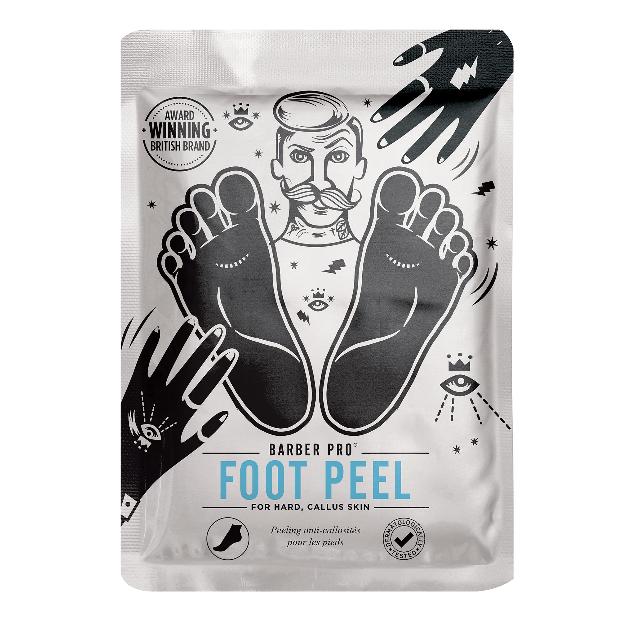 BARBER PRO FOOT PEEL Mask Exfoliating Socks Dead Skin Remover for Feet Natural Vegan Skincare Foot For Soft Feet Cracked Heel Repair Multi Award Winning Brand UK SIZE 10