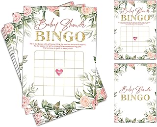 Baby Shower Games for Boys or Girls - Baby Shower Bingo Party Game - Floral Greenery Gender Reveal Party/Baby Bump Party Supplies Activities - Pack of 30 Game Cards(A04)