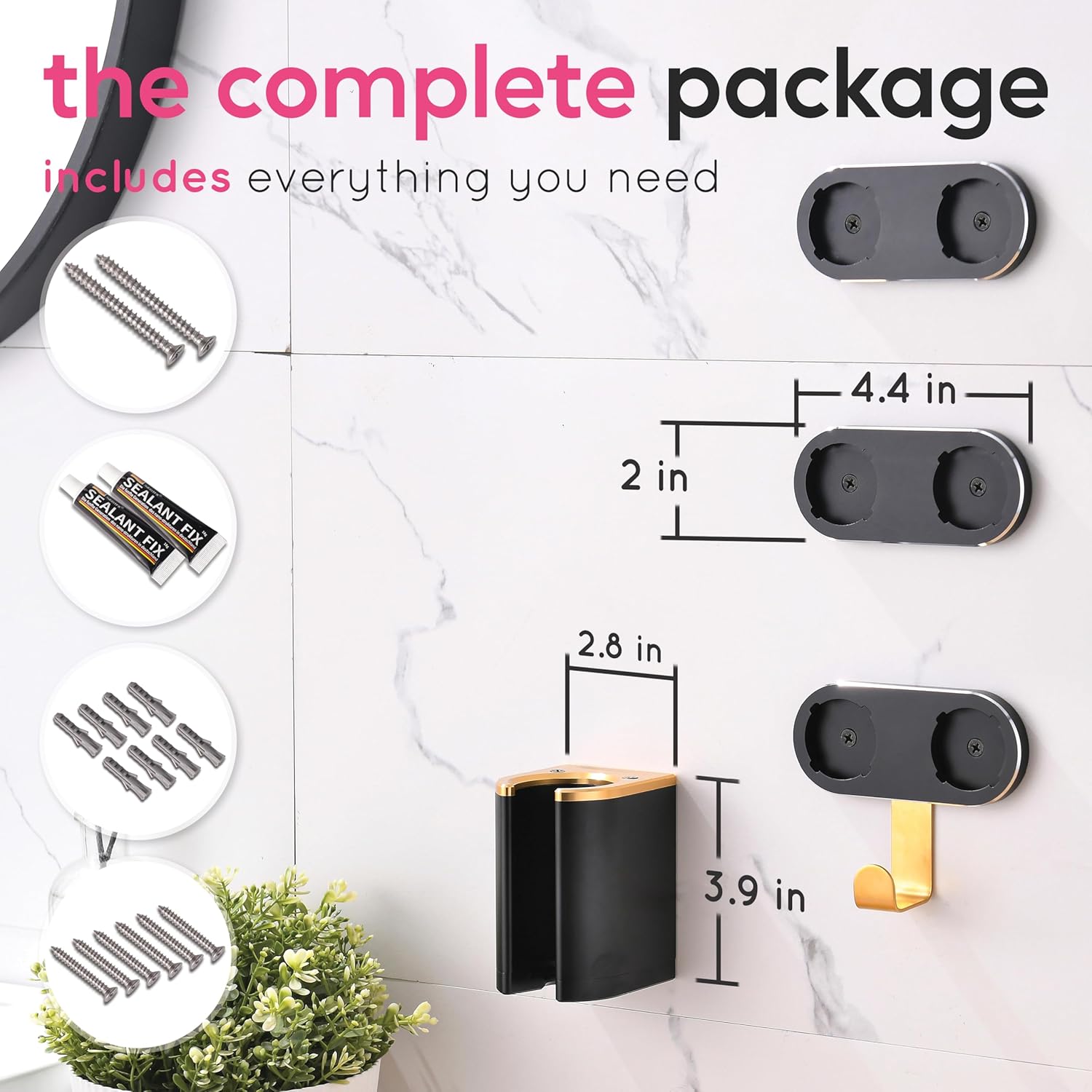 Create-ables Luxecraft for Dyson Airwrap Holder Wall Mount, compatible with Dyson Airwrap Organizer Stand, Made for Airwrap Wall Mount for Air Wrap Organizer, six Attachment Holders and Cable Hook