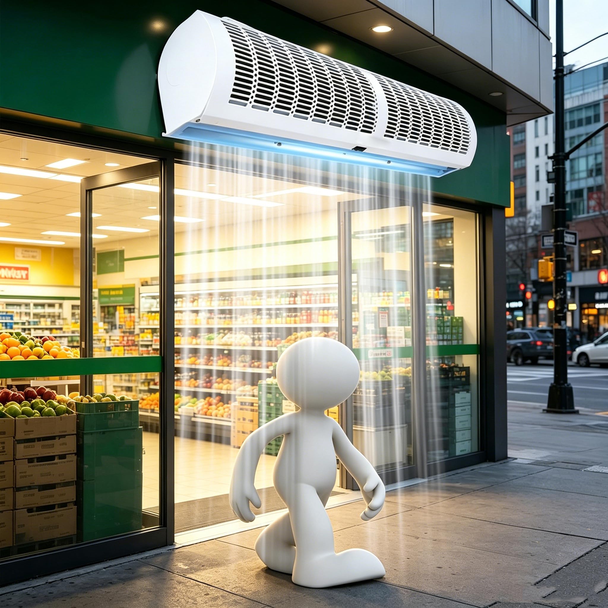 XDLYWUZIQ Air Curtain Blower for Doors, Two Ventilation Speeds, Energy Saving, Energy-Efficient Indoor Air Barrier for Shops and Restaurants White-100CM/39.31