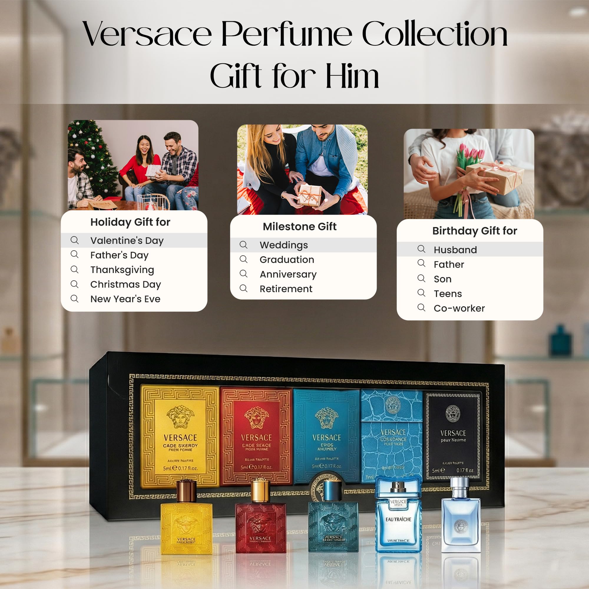 Amazon.com : Versace Perfume for Men Gift Set – Mini Variety