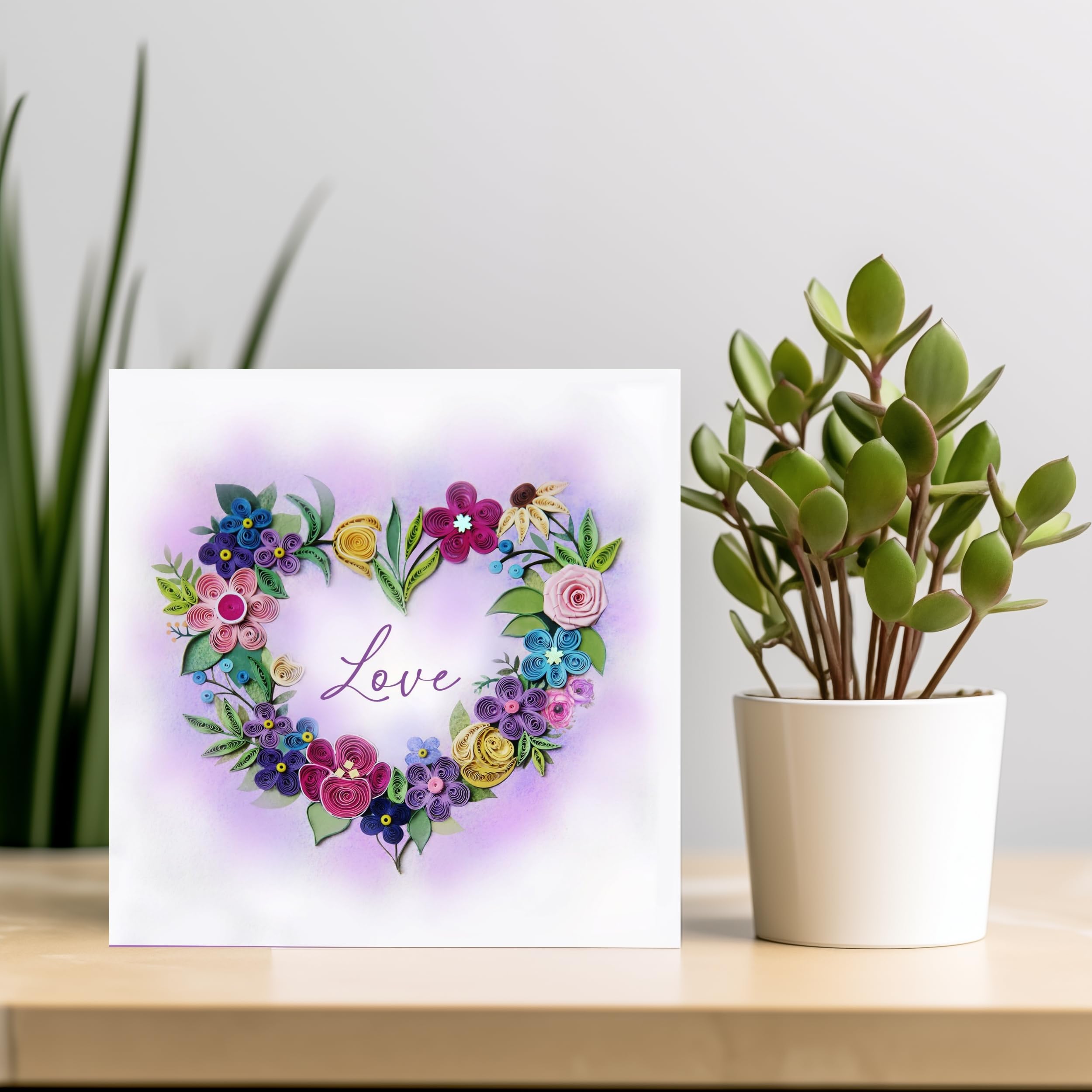 Carte De Voeux Coeur Grue Origami Violet, Carte Coeur En Papier Pour La Saint-Valentin, Saint-Valentin, Fête Des Mères, Mariage, Anniversaire, Anniversaire - France