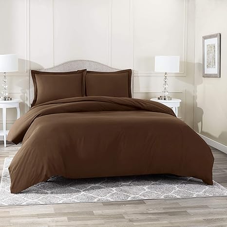 VOMZER- Home 300 TC Microfiber Solid & Plain Bedsheet for Single Bed, Size 90 inch x 60 inch- Brown, Without Pillow