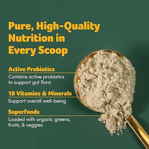 Miniatura 3 de Purely Inspired Mezcla orgánica de batidos en polvo verde, sabor a té helado de mango tropical (30 porciones)  Probióticos para la salud digestiva