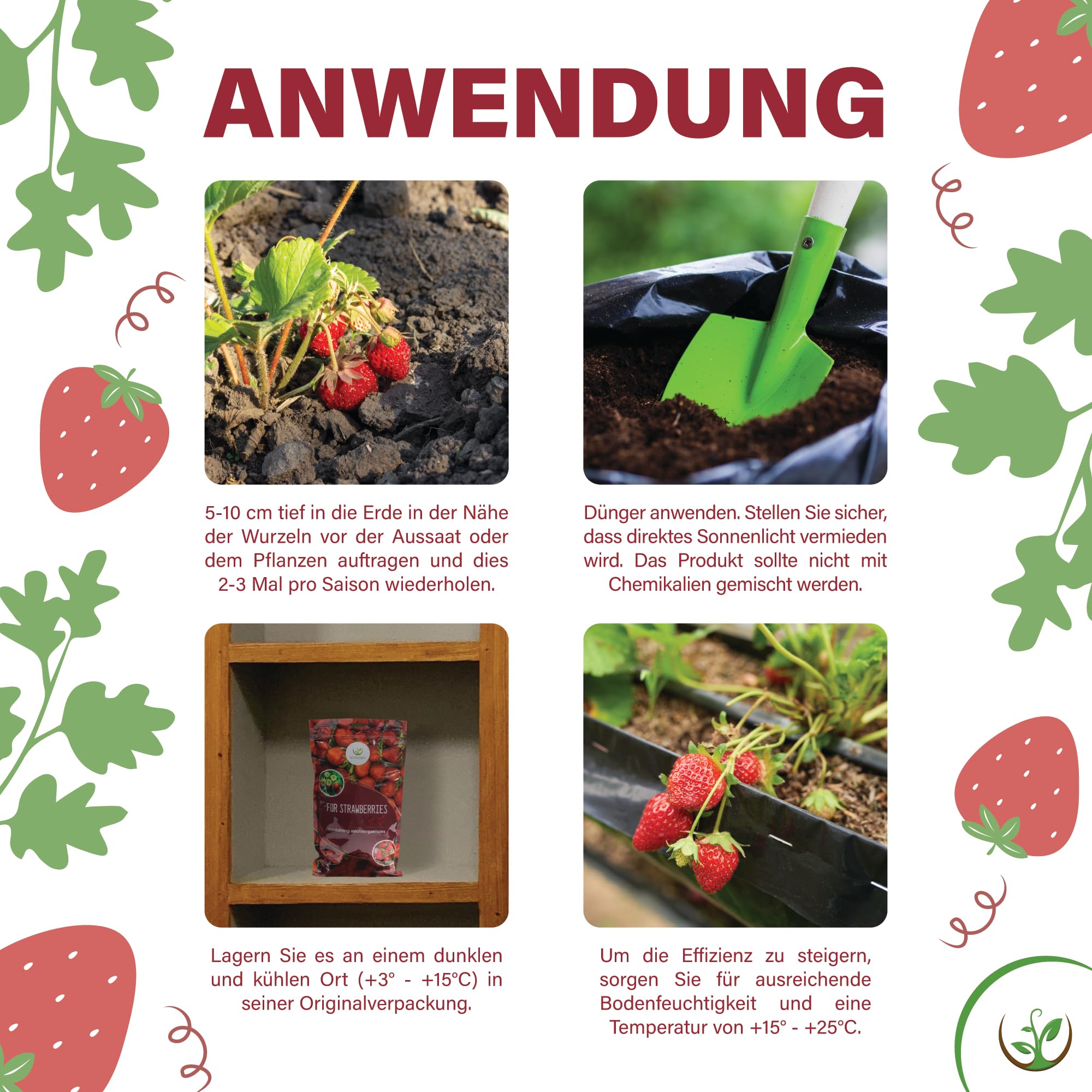 Hortulani Bio-Erdbeerdnger mit Mikroorganismen - Natrlicher Beerendnger  fr gesunde Wurzeln & krftige Pflanzen - Biologischer fr Erdbeeren, 500g  fr 50m2 Gartenflche : Amazon.de: Garten
