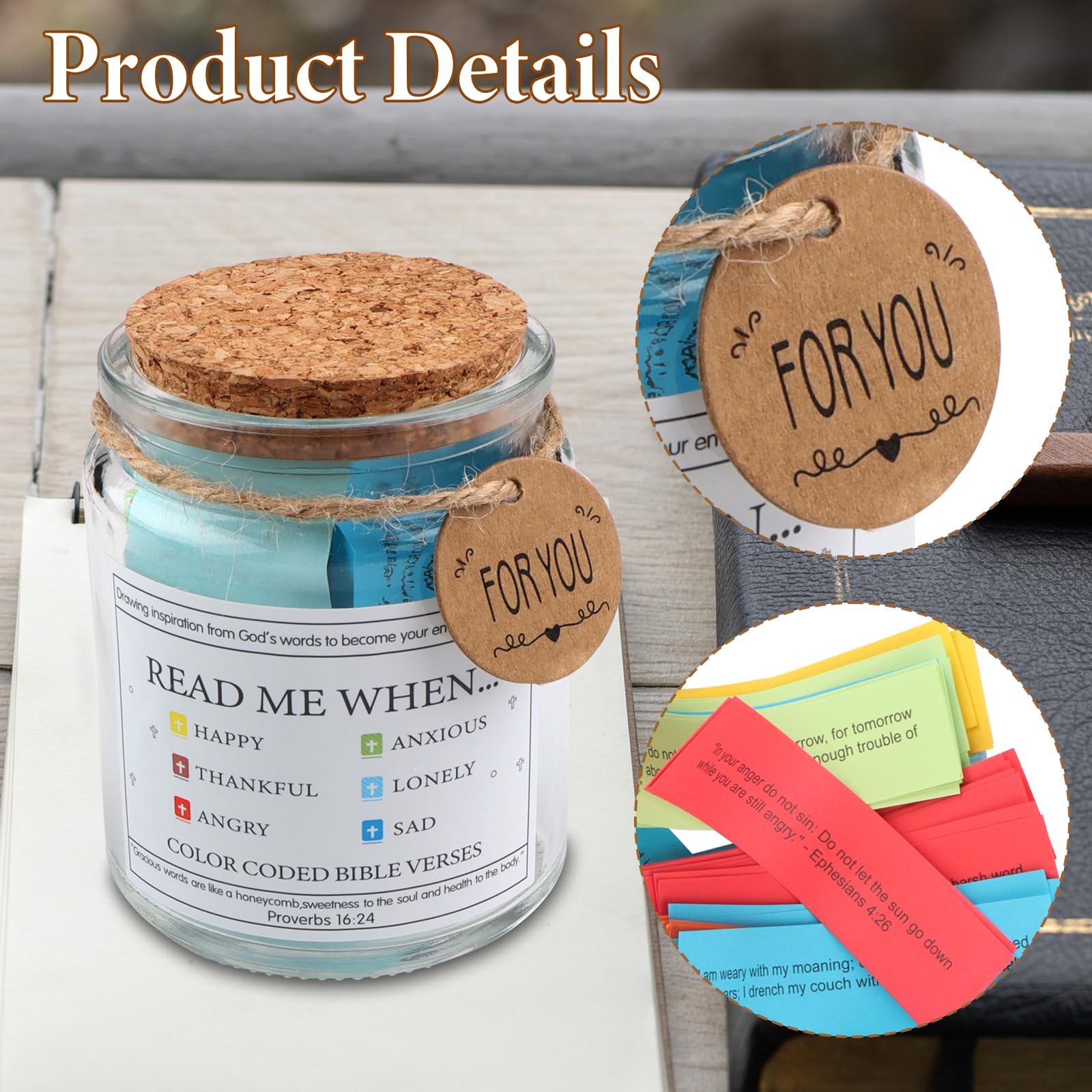 Barattolo Della Speranza Con Versetti Biblici | Regalo Cristiano Per Donne | 108 Cartoline Delle Scritture + Collana Croce Argento | Idea Regalo Di Compleanno Per Lei - 2