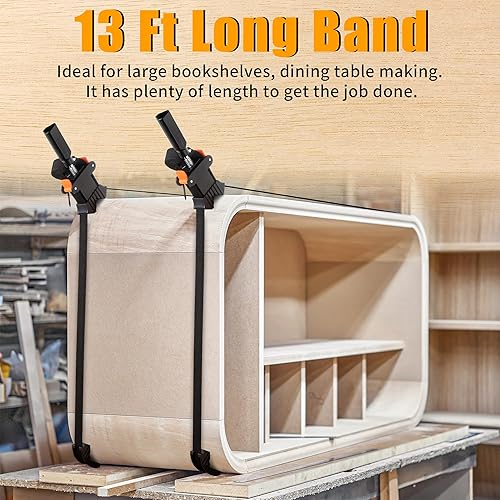 Miniatura 10 de Feekoon Abrazaderas de correa para carpintería, abrazaderas de banda de liberación rápida con 4 pinzas de esquina, abrazaderas de cinturón gruesas y