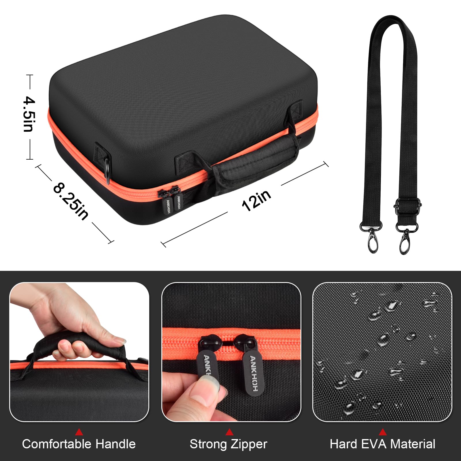 ANKHOH Drahtlose Mikrofonhülle für JBL zum Singen für TONOR für Shure für Bietrun für ALPOWL Zwei Mikrofonsystem DIY Schaumstoff Passt für Verschiedene Größen Mikrofon (Nur Box) (orange)