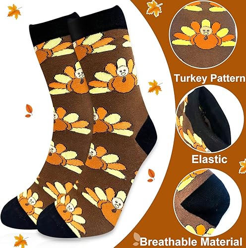 Miniatura 3 de Camlinbo 2 Pairs Thanksgiving Socks Turkey Socks Thanksgiving Funny Crew Socks for Women Men Novelty Turkey Long Sock Costume