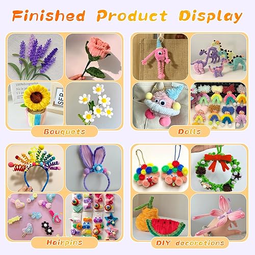 Vista 36 de 100 limpiapipas, limpiapipas para manualidades, creativos para hacer flores, tallos de chenilla, limpiadores de tuberías, flores, suministros