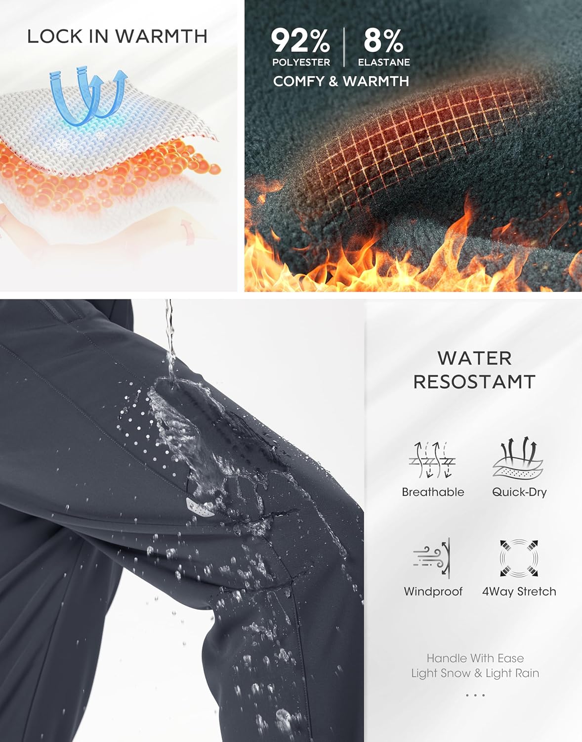 Men's Fleece Joggers Athletic Winter Warm Sweatpants Workout Gym Running Active Track Pants - Image 4