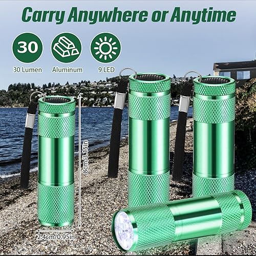 Miniatura 3 de VIHOSE 20 mini linternas a granel, luz flash de mano de aluminio brillante con cordón, pequeñas linternas LED para lectura nocturna, emergencia,