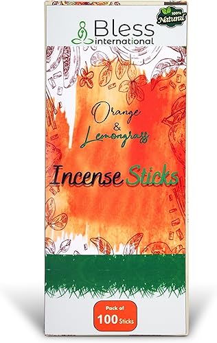 Bless-International Orange and Lemongrass - Varillas de incienso 100% naturales, hechas a mano, sumergidas a mano, orgánicas, sin productos químicos