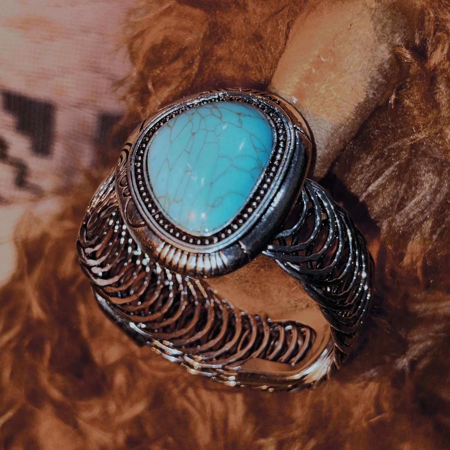 Montana West Rustic Couture's Bohemian Turquoise Cuff Bangle Bracelets for Women Cowgirl - Image 3