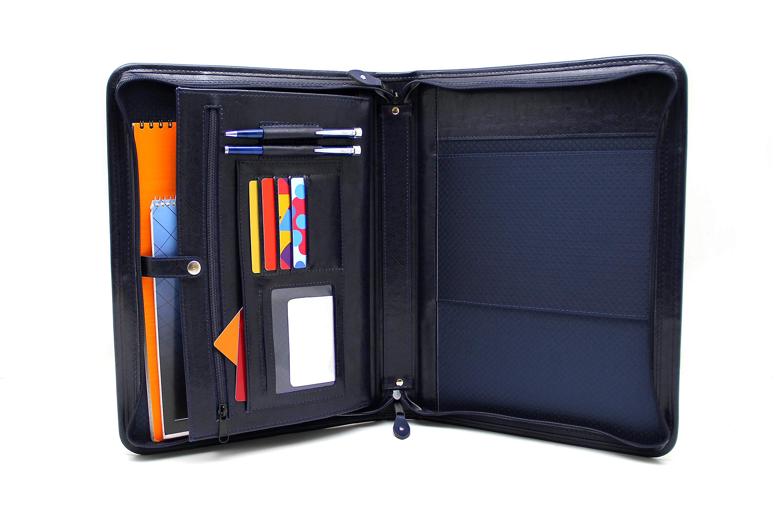 Noda Porte-documents A4 simili cuir conférences bleu