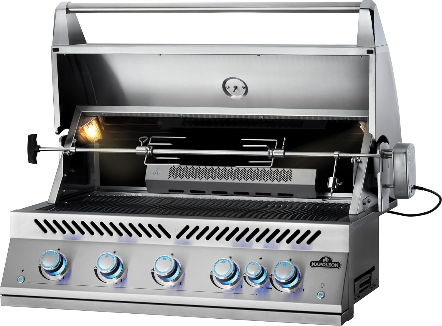 Napoleon Built-In 700 Series 38-inch Propane Gas Grill Head with Infrared Rear Burner - BIG38RBPSS-1-5 Main Burners, Infrared Rear Burner, Stainless Steel, Included Rotisserie Kit
