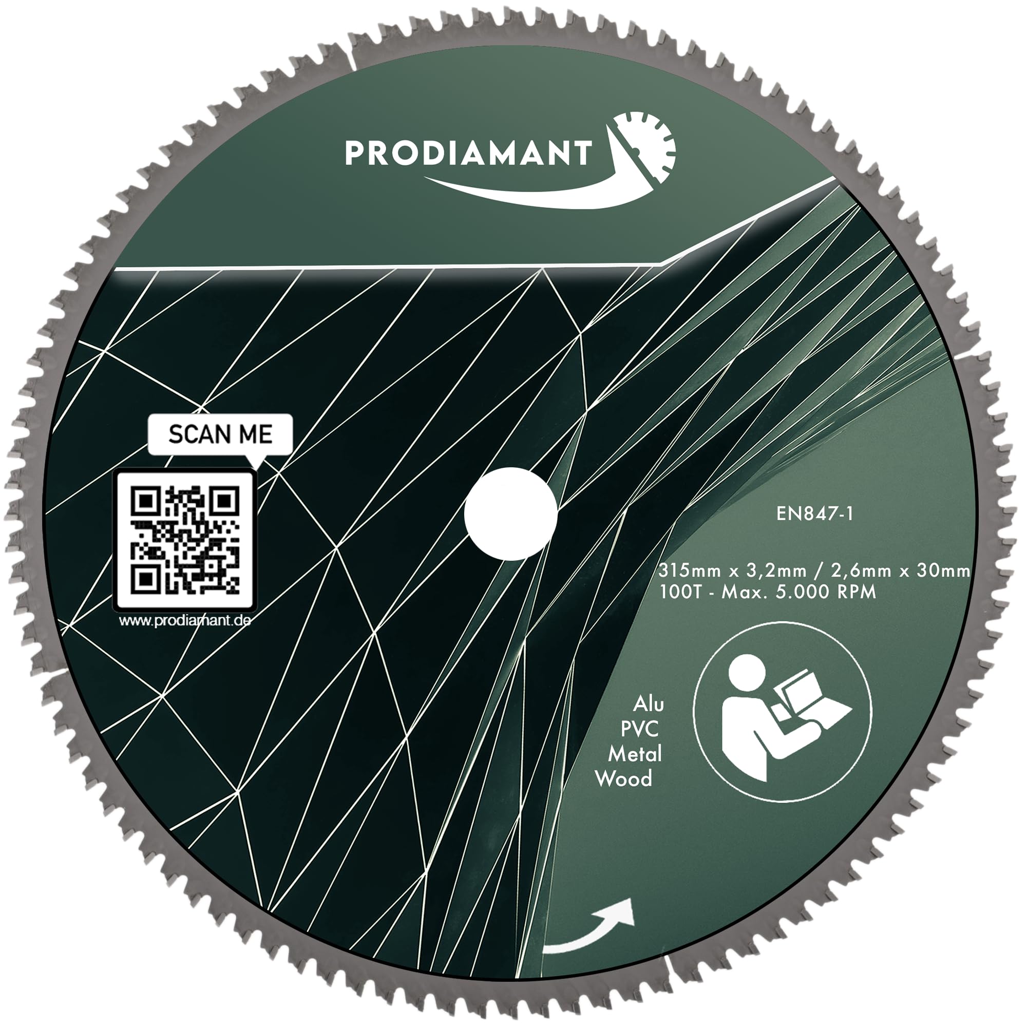 PRODIAMANT HM TCT Hoja de sierra circular 315 x 30 mm - multiuso para madera, aluminio, plástico y laminado, compatible con sierra de mesa