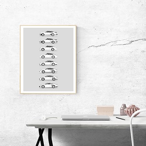 Miniatura 49 de Handmade Poster compatible with Porsche Print Wall Art Handmade Decor of the Best of Porsche Generations History Evolution (8x10" (Unframed) Satin