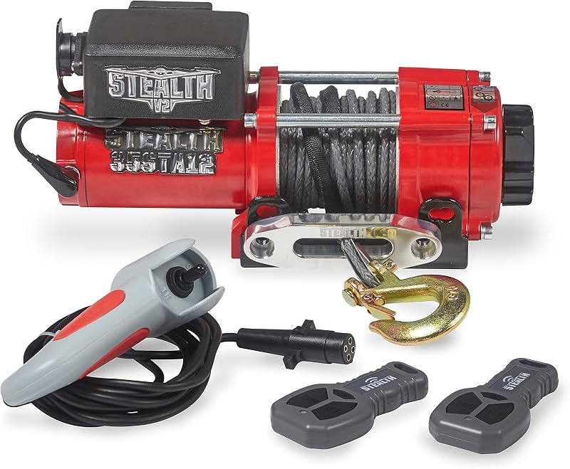 Stealth Winches 3500 lb 12 V vezeték nélküli kábelcsörlő szintetikus kötél acél fogaskerékkel nehéz mágneskapcsoló rögzítő talppal távirányí
