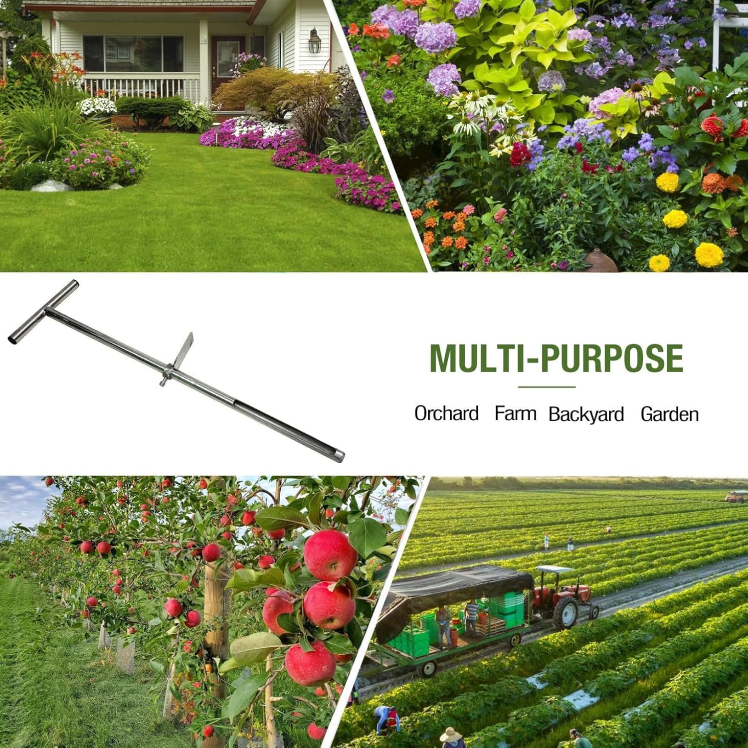 Soil Probe, 35in Stainless Steel Soil Sample Tool with T-Handle for Efficient Testing, Sample Probe for Garden, Lawn, and Farm