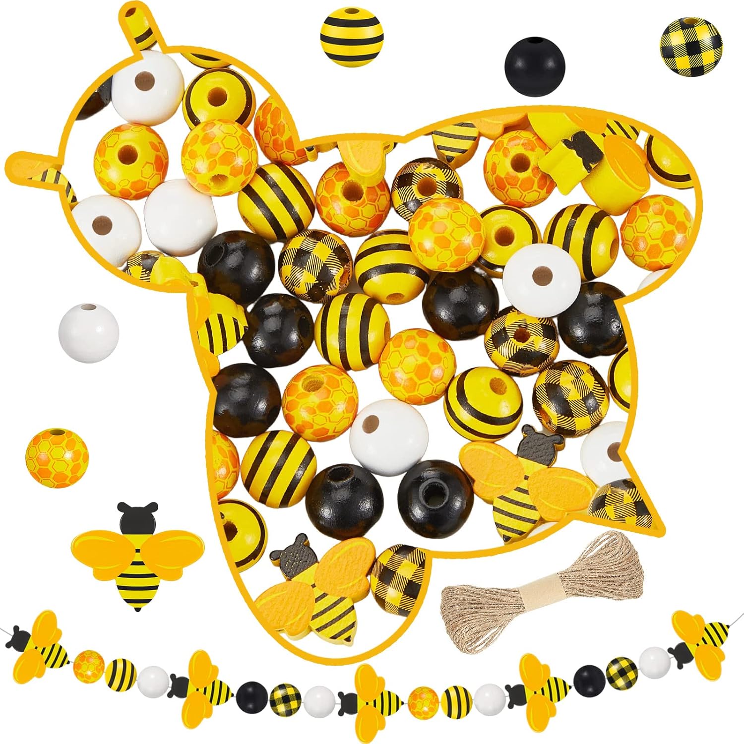 160 Pieces Bee Wood Beads Craft Yellow and Black Bee Zambia Ubuy