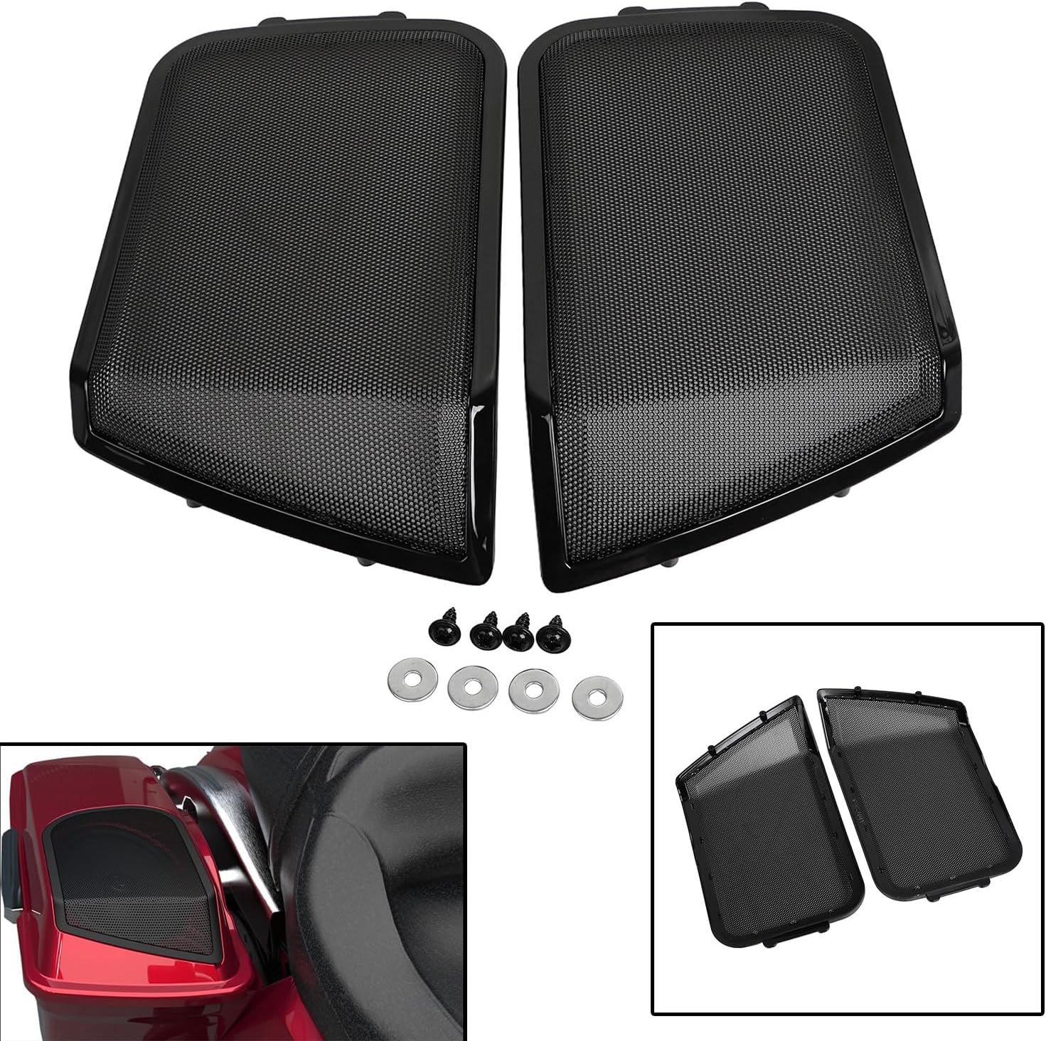 Black 6x9 Hard Saddlebag Lid Speaker Grill For Harley Touring Electra Glide Street Glide Road Glide Road King 1994-2013
