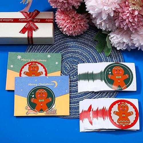 Miniatura 2 de Containlol 120 calcomanías de Navidad de pan de jengibre de 2.5 pulgadas, divertidas calcomanías de pan de jengibre de dibujos animados, calcomanías