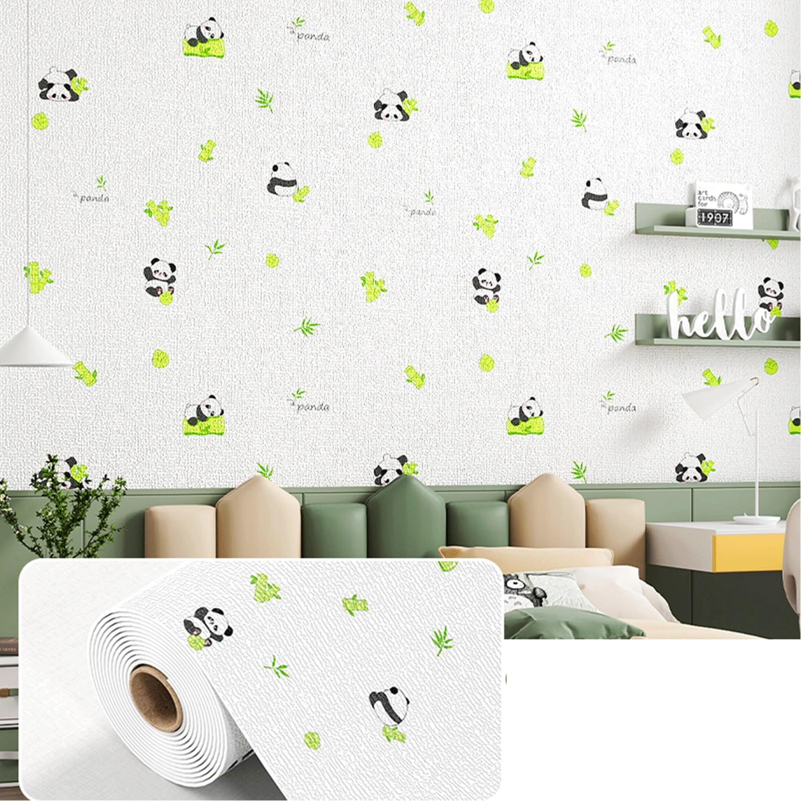 Papier peint autocollant 10m x 75cm tapisserie murale panda salon