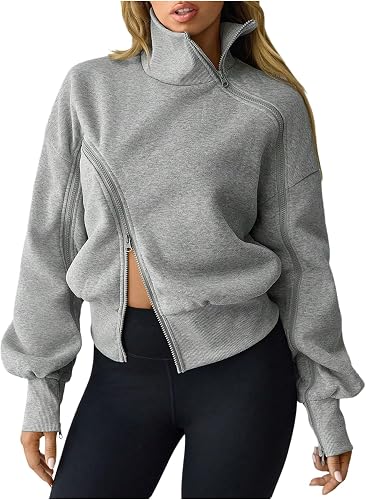 SOLY HUX Women's Zip Up Sweatshirt High Neck Long Sleeve Casual Pullover Tops Fa