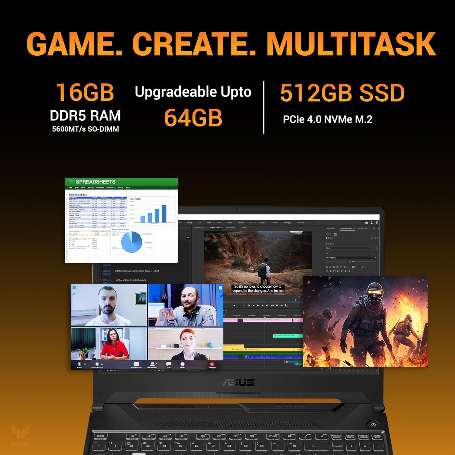 ASUS TUF A15 (2025), AMD Ryzen 7 7445HS, Gaming Laptop(RTX 3050,75W TGP,16GB DDR5(Upgradeable Upto 64GB )512GB SSD,FHD,15.6",144Hz,RGB Keyboard,48Whrs,Windows 11,Graphite Black,2.3 Kg) FA506NCG-HN199W 24 81dc2qZA8FL. SL1500