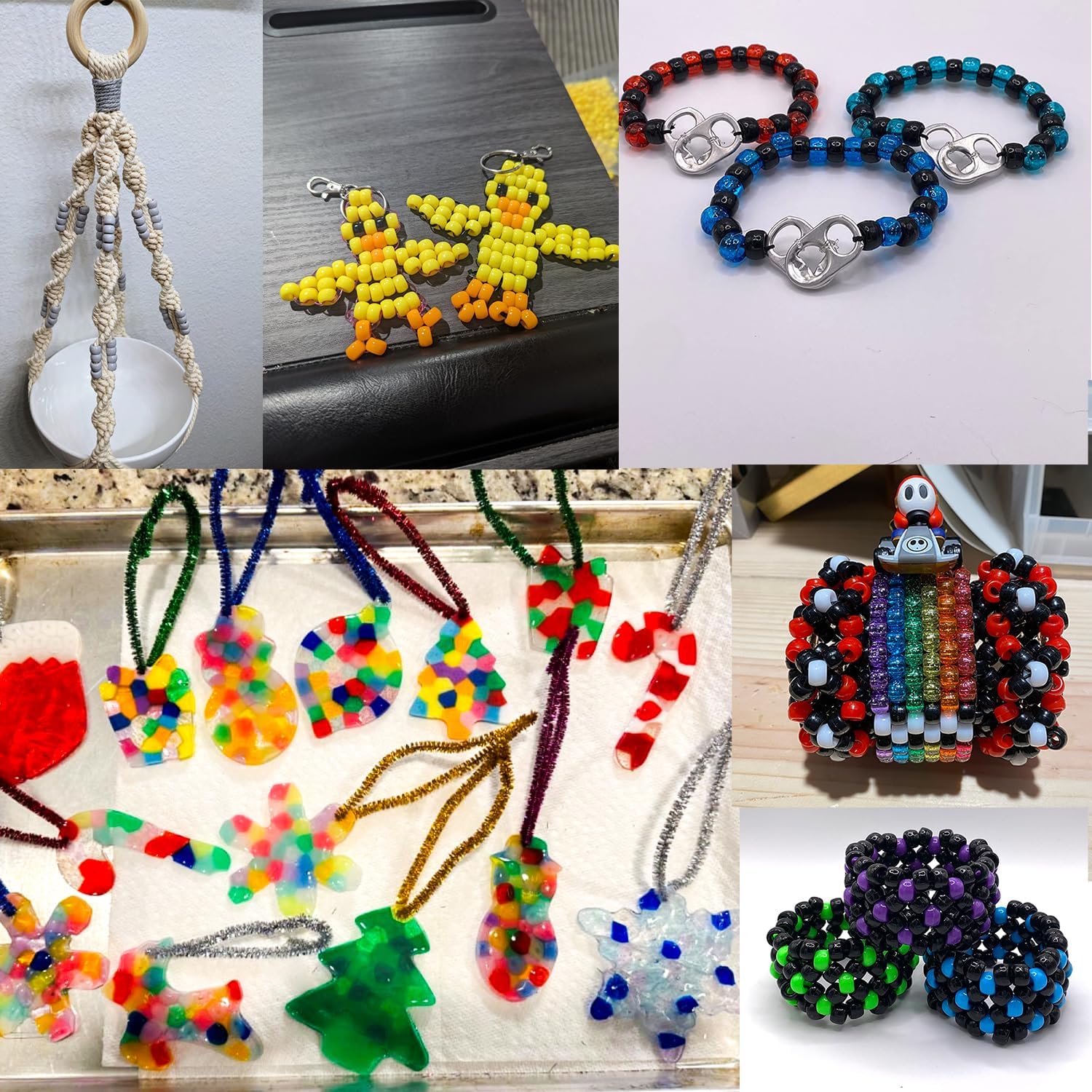 Gxueshan 4500 Pcs Acrylic Pony Beads Bulk Large Hole Plastic White Green Gold Red Black Blue Pink 24 Assorted Colors Kandi Hair Beads for Crafts Friendship Bracelet Jewelry Making Kit Set (4500) - Image 9