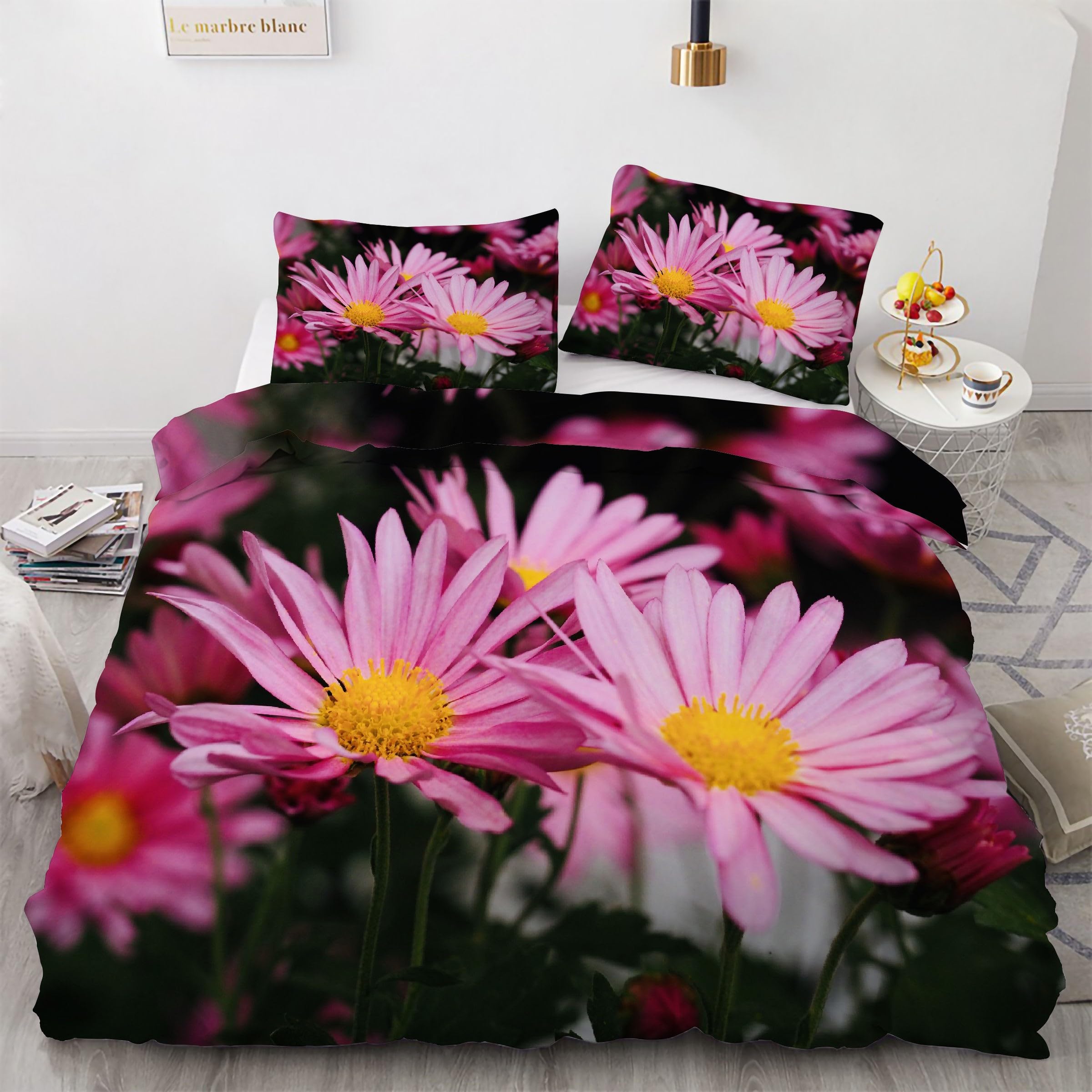 Parure de lit 90x190 blanche à fleurs pour créer une chambre d'ado printanière et fraîche