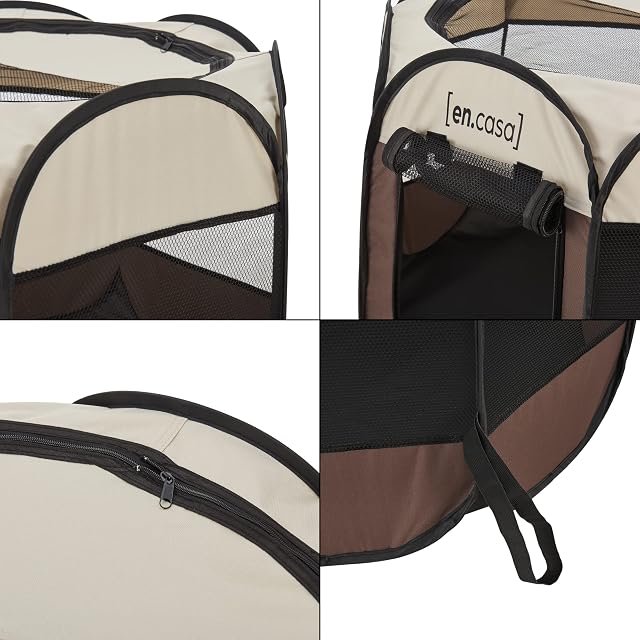 Foto 7 de 7 de Parque para Mascotas Perro Gato Plegable Kennel con Cremallera Impermeable Interior/Exterior Acero Poliéster…