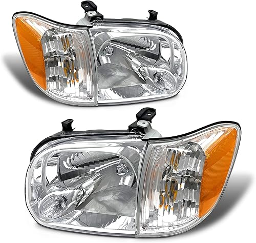 Miniatura 9 de ADCARLIGHTS Conjunto de faros delanteros Toyota Tundra 2005-2006 para Toyota Tundra Double Cab 2005-2006 Sequoia Clear Lens Black con reflector