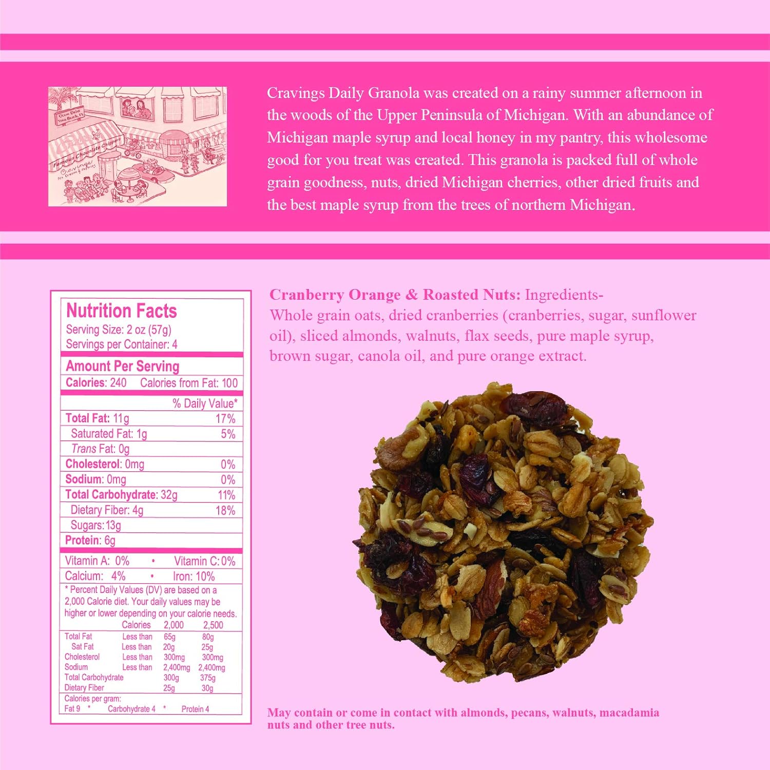 Cravings Daily Granola Variety- 3 Pack- Michigan Cherry & Roasted Nuts, Cranberry, Orange & Roasted Nut and Blueberry, Cherry, Cranberry & Pumpkin Seed