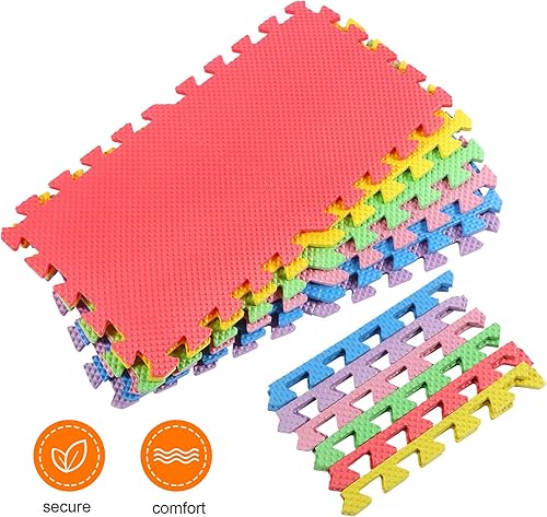 Miniatura 3 de Riakrum 100 azulejos de 12 x 12 pulgadas, rompecabezas de espuma con bordes, 0.4 pulgadas de grosor, azulejos de espuma EVA entrelazados, tapetes de